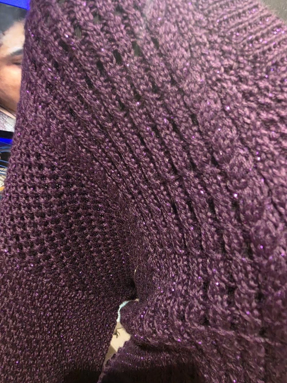 Torrid Sparkle Purple Cable-Knit V-Neck Sweater Size 2(18/20) image 5